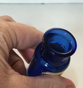 Antique Cobalt Bottle IRON QUININE Stry - - nine Allen Pharmacy Label Richmond VA 4