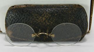 Vintage Pince Nez Glasses With Case