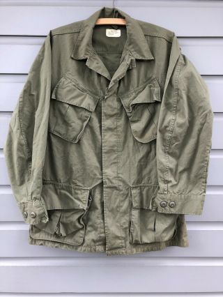 Vintage U.  S.  Army Coat Men’s Combat Tropical Green Uniform Shirt Vietnam War