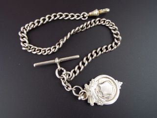 Antique English Sterling Silver Albert Watch Chain 13 " Hallmarked 1920s Attire