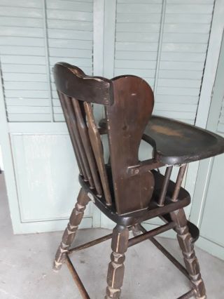 Vintage Wood Baby High Chair Jenny Lind Wooden Upcycle Safety Strap  6