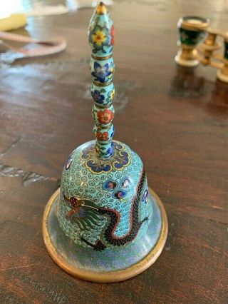Chinese Cloisonne Enamel Hand Bell Early 20th C