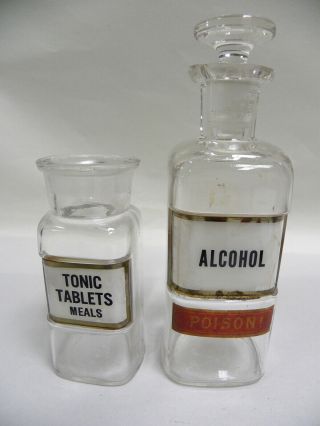 " 2 " Vintage Antique Pharmacy Apothecary Medicine Bottles (a6)