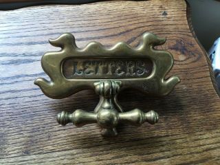 Large Antique Art Nouveau Brass Letter Box & Door Knocker C1903 8 1/2 " X 6”