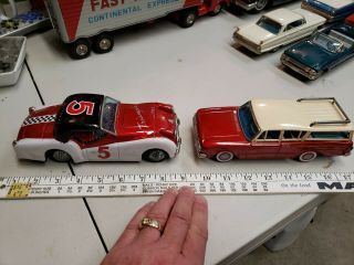 Vintage Tin Toy Cars Triumph And Rambler Friction Bandai Japan