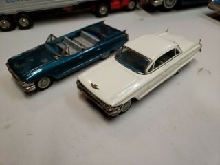 Vintage tin toy cars Cadillacs friction Bandai Japan 8 