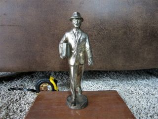 Heavy Mid Century 1950s Businessman Briefcase Trophy Award Topper Vintage Figure