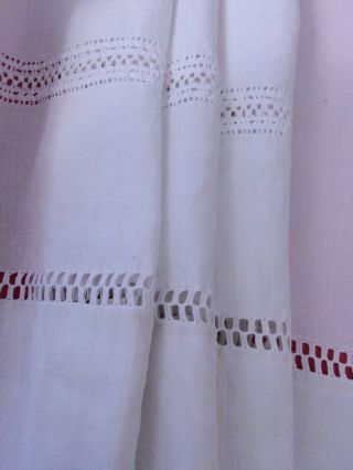 GORGEOUS HUGE VINTAGE FRENCH PURE LINEN SHEET LOVELY EMBROIDERY 223 CMS WIDE 4