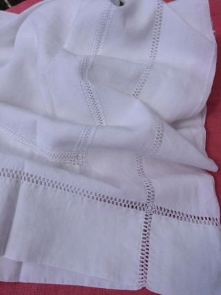 GORGEOUS HUGE VINTAGE FRENCH PURE LINEN SHEET LOVELY EMBROIDERY 223 CMS WIDE 6