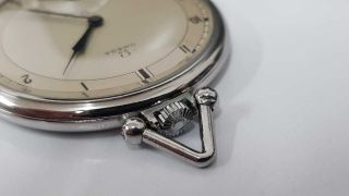 Mens Vintage Omega Open Face Pocket Watch 15j,  Steel Case Art Deco SERVICED 9
