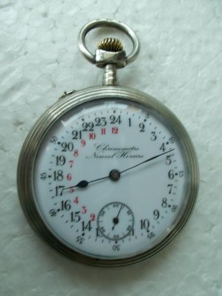 Very Rare 24 Hour Chronometre Pocket Watch Just Full Serviced Perfect