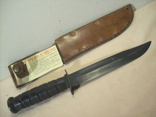 Wwii Camillus U.  S.  Marine Corps Fighting Knife W/orig.  Sheath & " Take Care " Tag