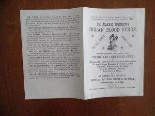 1906 Dr Clark Johnson ' s Indian Blood Syrup Quack Patent Medicine Brochure Antiqu 3