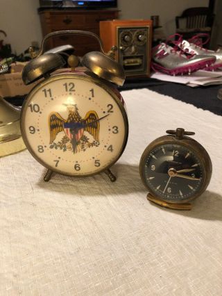 Vintage Robert Shaw Controls Lux Time Wind Up Alarm Clock Great Seal Eagle Parts