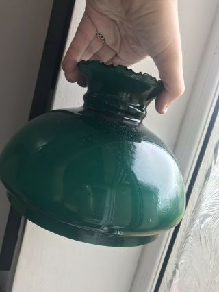 RARE Vintage Brass Duplex Oil Lamp Made in England Double Green Victorian Etched 5