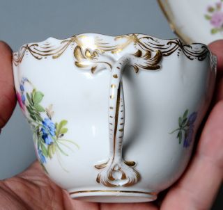 Antique 19th century Meissen Hand Painted Porcelain Cup & Saucer 3
