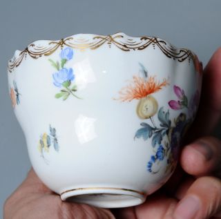 Antique 19th century Meissen Hand Painted Porcelain Cup & Saucer 6