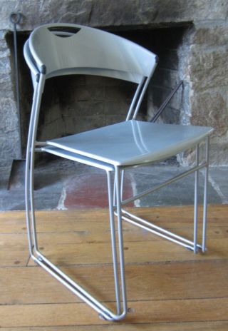 Baleri Italia Juliette Stackable Chairs By Hans Wettstein Steel Silver Finish