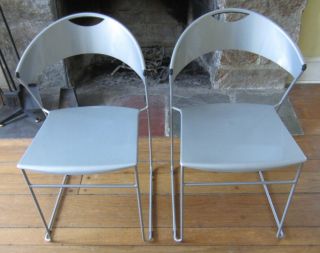 BALERI ITALIA JULIETTE Stackable Chairs by HANS WETTSTEIN Steel Silver Finish 2