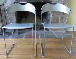 BALERI ITALIA JULIETTE Stackable Chairs by HANS WETTSTEIN Steel Silver Finish 3