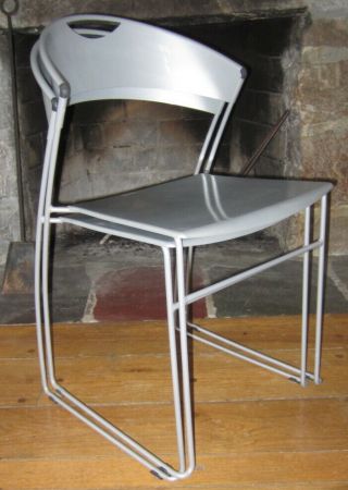 BALERI ITALIA JULIETTE Stackable Chairs by HANS WETTSTEIN Steel Silver Finish 4