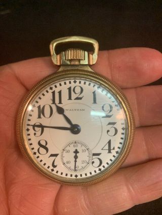 Vintage Waltham Model 21 Jewels Crescent St.  Pocket Watch 10 K Gf