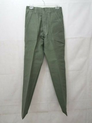 Us Army Olive Drab Vintage Sateen Trousers Pants - Size 30 X 33 Og 107 Vietnam