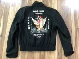 Exc Vtg 60s Vietnam War Hollywood Japan Souvenir Tour Wool Gabardine Jacket S