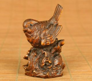 Old Boxwood Bird Statue Figure Netsuke Lovely Gift Hand Piece