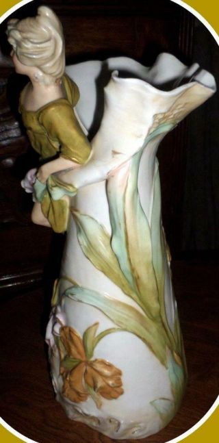 Royal Dux Bohemia Vase Antique Art Nouveau Figural Vase Simply Gorgeous 3