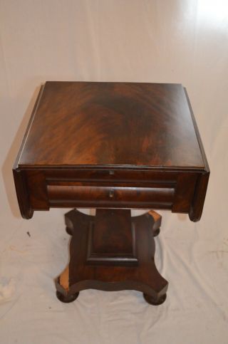 Neoclassical American Empire Drop - Leaf Side Table Mahogany