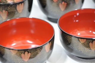 Vintage Japanese lacquerware two different kinds of soup bowl set. 7