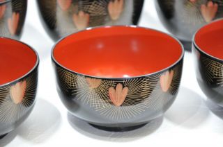 Vintage Japanese lacquerware two different kinds of soup bowl set. 8