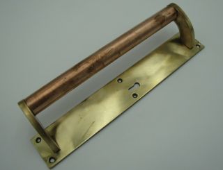Large Old Reclaimed Brass And Copper Cinema Door Handle Pull 13.  5 "