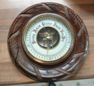 Antique 19th Century Victorian Barometer - Carved Wood,  Brass And Glass