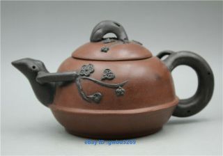Chinese Yixing Zisha Teapot Handmade Plum Blossom Purple Sand Teapot 180cc