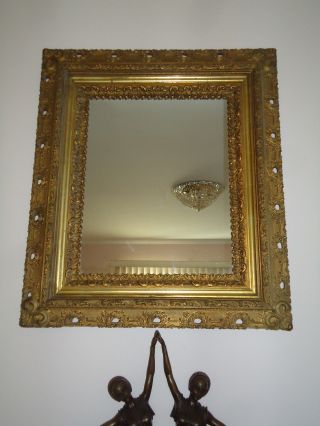 Antique 19th Century French Gilt Gesso Wood Rococo Style Vanity Or Wall Mirror