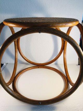 Vintage Bentwood Cane Wicker Bamboo Ottoman Foot Stool Thonet Style Mid Century