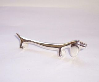 Vintage French Deco Style Silver Plated Dachshund Dog Figure/animal Ornament