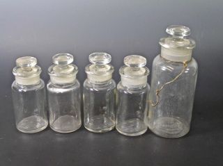 5 Antique Apothecary Jars,  75 Ml & 200 Ml,  Millville Bottle Mbw (e)