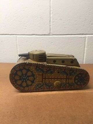 Great Rare Vintage Linemar Lithographed Tin Wind - Up Toy Tank