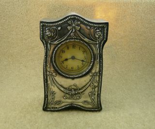 Vintage 1911 Silver Hallmarked Art Nouveau Clock By The Boots Drug Company N/w