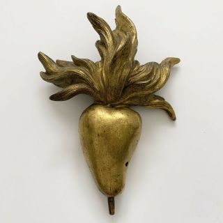 18th C French Gilt Bronze Sacred Heart Antique Christ Reliquary