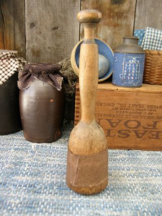 Antique Wood Masher w Mushroom Top Old Photo Print Family Cabin 3