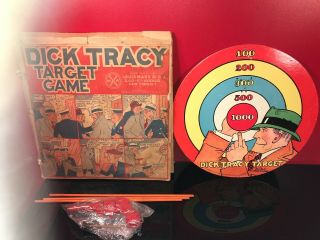 RARE Dick Tracy Target Game - Marx - early 1940s - Complete In Rare Box w Darts 2