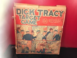 RARE Dick Tracy Target Game - Marx - early 1940s - Complete In Rare Box w Darts 8