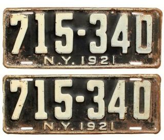 York 1921 License Plate Pair,  Yom,  Antique Vehicle,  Ford,  Chevy