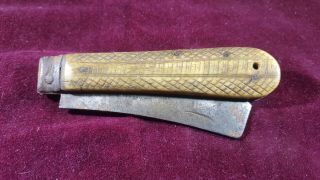 A Very Early American,  Folding Pocket Knife,  Cut Throat Style,  Horn (?) Handle