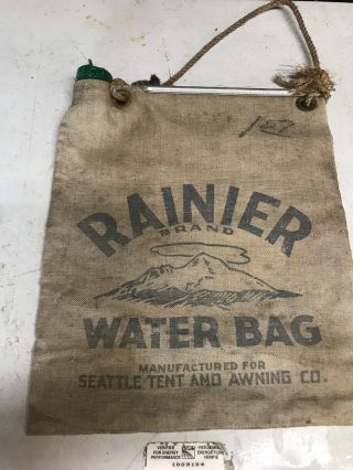 Vintage Canvas Rainier Brand Water Bag Seattle.  12”x 14”.