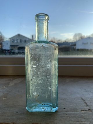 Dr.  Jones Liniment Antique Aqua Late 1800’s Medcine Bottle 2